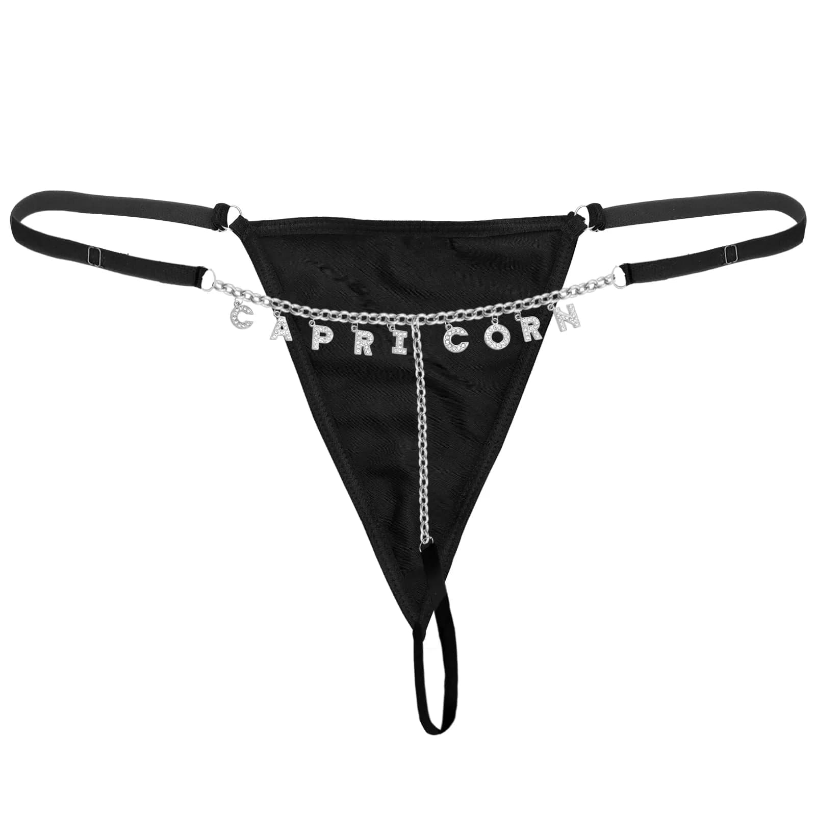 Guroenky Women Rhinestone 12 Constellation Pendant G-Thong Sexy CAPRICORN Size 26"-39" | Adjustable Waist — Capricorn