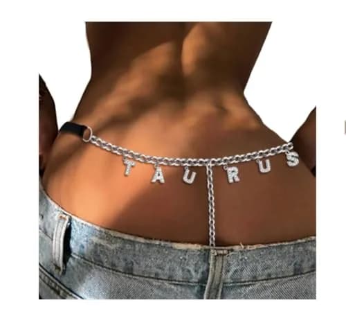 Guroenky Women Rhinestone 12 Constellation Pendant G-Thong Size One Size | Adjustable Waist Chain thumbnail 4