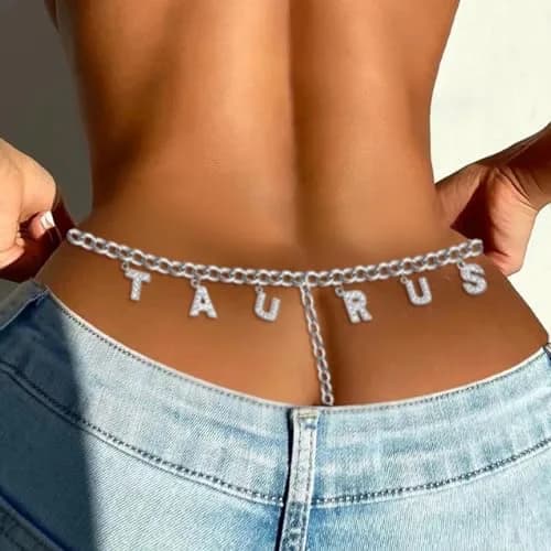 Guroenky Women Rhinestone 12 Constellation Pendant G-Thong Size One Size | Adjustable Waist Chain thumbnail 6