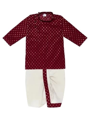 Superminis Boy's Cotton Kurta with Dhoti Set - Maroon, 18-24 Months | Traditional Ethnic Wear for Festivals — Maroon