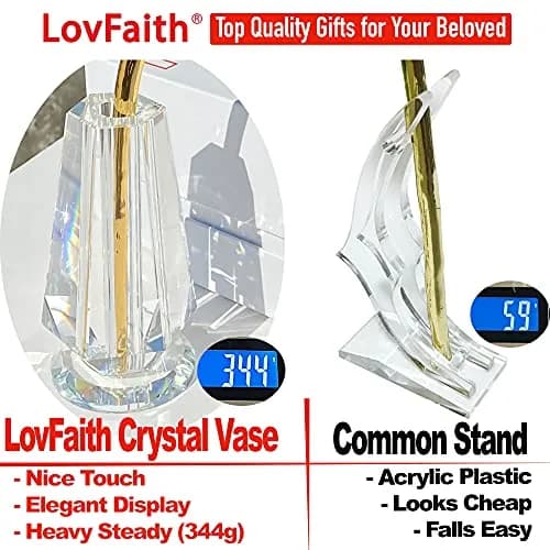 LovFaith 24K Gold Dipped Rose with Crystal Vase | Real Rose, Gold Plating, Elegant Gift for Her (70-120 chars) thumbnail 5