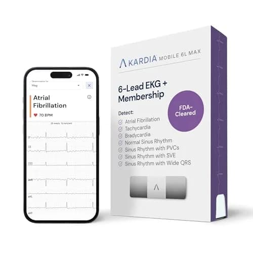 KardiaMobile 6L Max EKG Monitor with 1-Year KardiaCare | FDA-Cleared, Medical-Grade Heart Monitor, 30-Second Results, Unlimited Recordings thumbnail 1