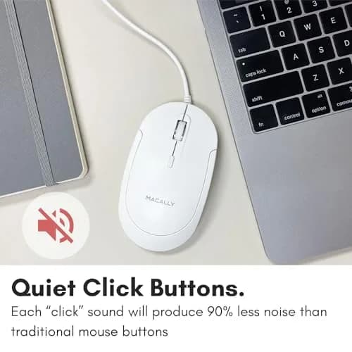 Macally Wired USB C Mouse for Mac & PC | Silent, Reliable, 4 DPI Modes, 5FT USB-C Cable thumbnail 5