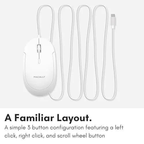 Macally Wired USB C Mouse for Mac & PC | Silent, Reliable, 4 DPI Modes, 5FT USB-C Cable thumbnail 6