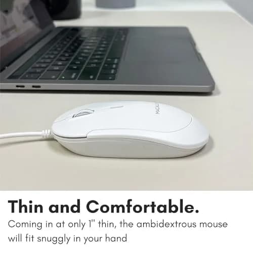Macally Wired USB C Mouse for Mac & PC | Silent, Reliable, 4 DPI Modes, 5FT USB-C Cable thumbnail 3