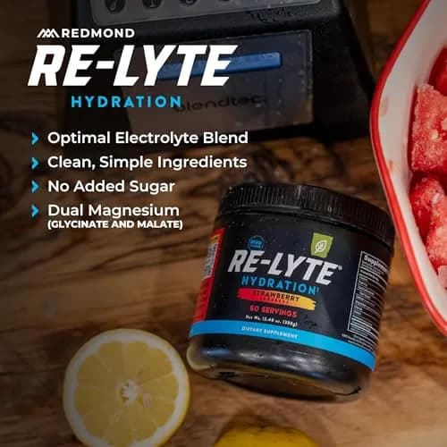 REDMOND Re-Lyte Sugar Free Electrolyte Powder Mix Strawberry Lemonade 60 Servings | Hydration with 60+ Trace Minerals thumbnail 4