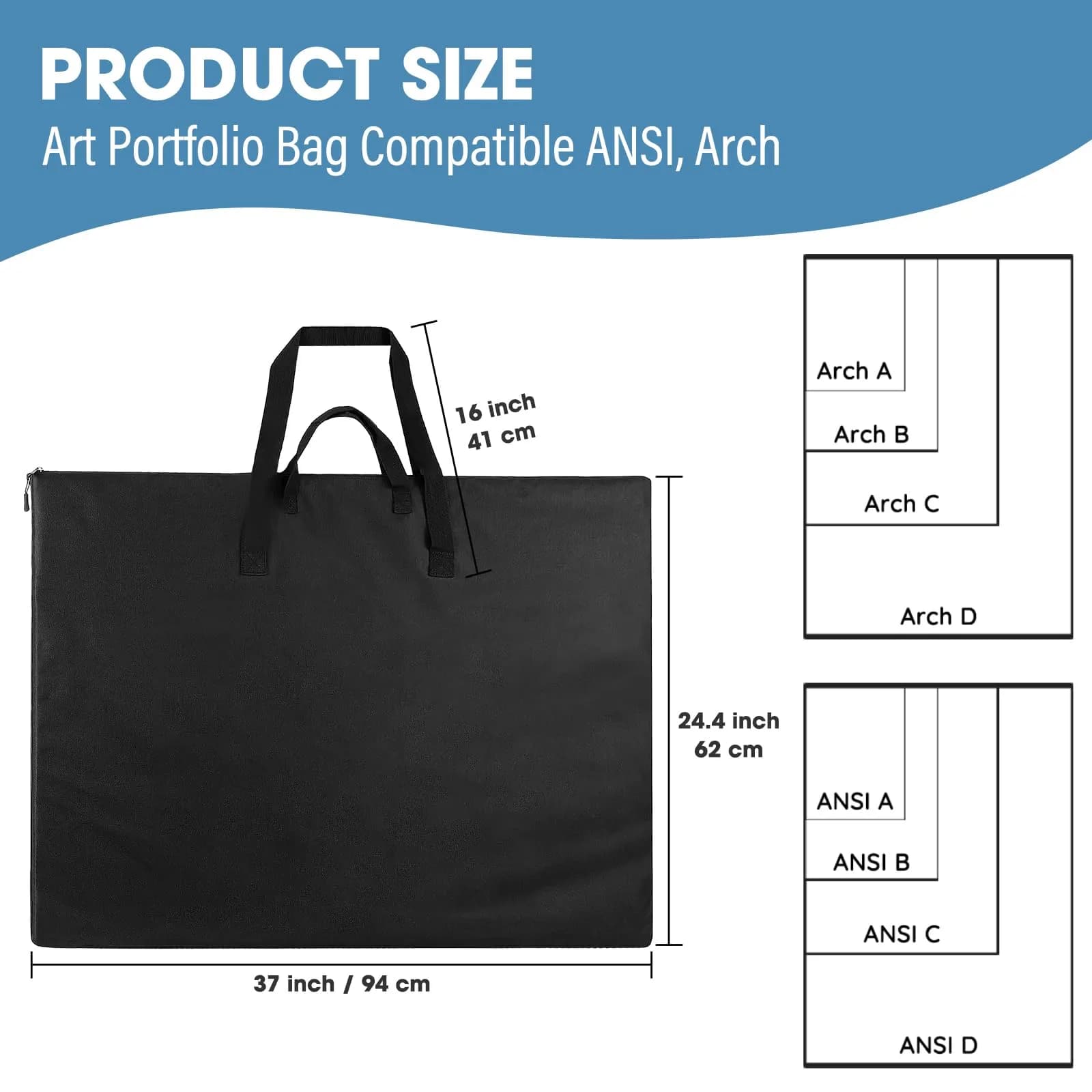 ZKOO 24 x 36 Inch Art Portfolio Bag 2-Pack | Waterproof Tote for Artwork & Posters - view 2