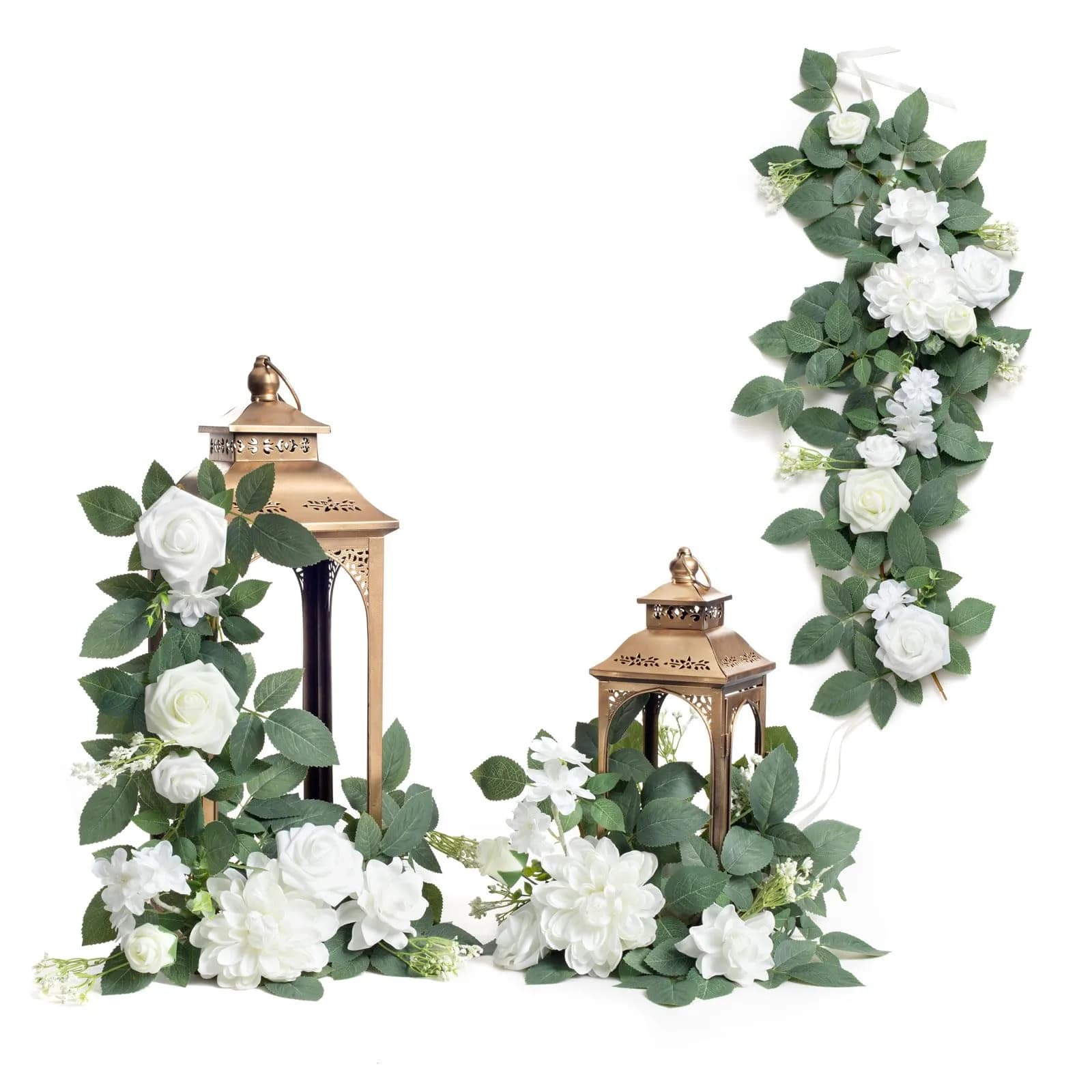Ling's moment 6-Pack 2 ft Artificial Flower Garlands, Ivory & White | Wedding & Decor — Wht-white