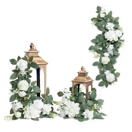 Ling's moment 6-Pack 2 ft Artificial Flower Garlands, Ivory & White | Wedding & Decor thumbnail 1