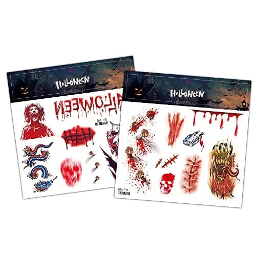 Adonisaon Day of the Dead Temporary Tattoos | Halloween Face & Body Stickers, 12 Sheets, Waterproof, Non-Toxic thumbnail 5