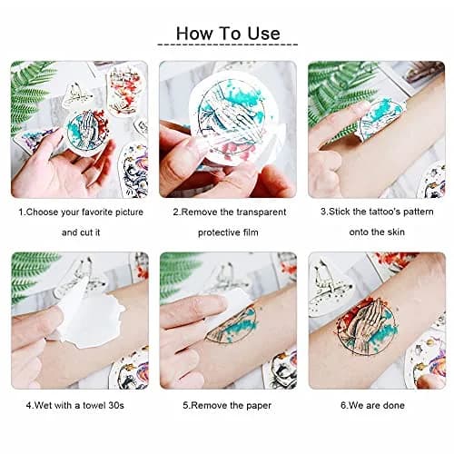 Adonisaon Day of the Dead Temporary Tattoos | Halloween Face & Body Stickers, 12 Sheets, Waterproof, Non-Toxic thumbnail 7