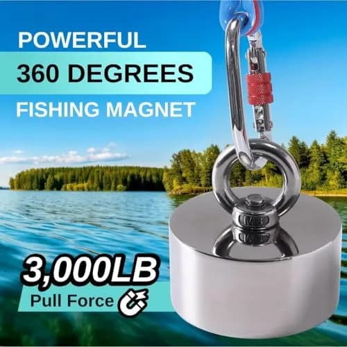 Platinum online products 3000lb Complete 360 Degree Magnet Fishing Kit | Heavy Duty Neodymium Magnet with 65ft Rope & Gloves thumbnail 2