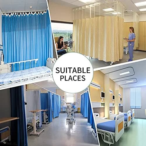 TTZ Hospital Curtain with Flat Hooks 96"W x 84"L Beige | Flame Retardant Medical Privacy Screen thumbnail 4