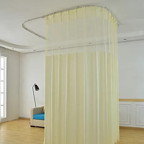 TTZ Hospital Curtain with Flat Hooks 84"W x 84"L | Flame Retardant, Air Ventilated, Beige thumbnail 1
