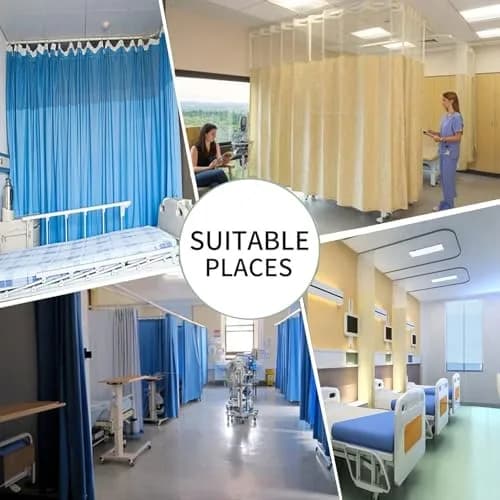 TTZ Hospital Curtain with Flat Hooks 60"W x 84"L | Flame Retardant, Polyester, Room Divider thumbnail 6