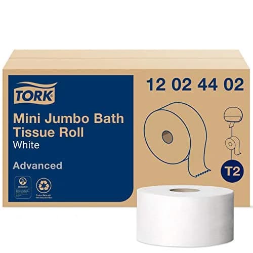 Tork Matic Paper Hand Towel Roll H1 (6 Rolls, 700 ft each) & Tork Mini Jumbo Toilet Paper Roll T2 (12 Rolls, 751 ft each) | Recycled Fiber, High Absorbency thumbnail 5