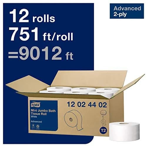 Tork Matic Paper Hand Towel Roll H1 (6 Rolls, 700 ft each) & Tork Mini Jumbo Toilet Paper Roll T2 (12 Rolls, 751 ft each) | Recycled Fiber, High Absorbency thumbnail 6