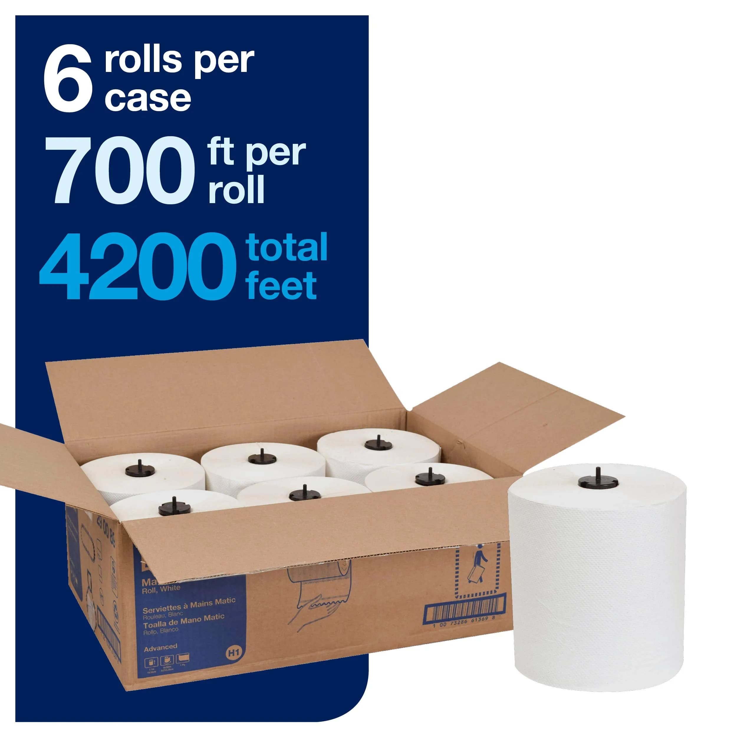 Tork Matic Advanced Paper Hand Towel Roll H1 (6 Rolls, 700ft Each) & Tork Mini Jumbo Toilet Paper Roll T2 (12 Rolls, 751ft Each) | USA Import - view 3