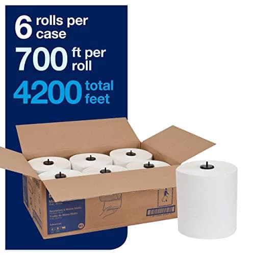 Tork Matic Paper Hand Towel Roll H1 (6 Rolls, 700 ft each) & Tork Mini Jumbo Toilet Paper Roll T2 (12 Rolls, 751 ft each) | Recycled Fiber, High Absorbency thumbnail 3