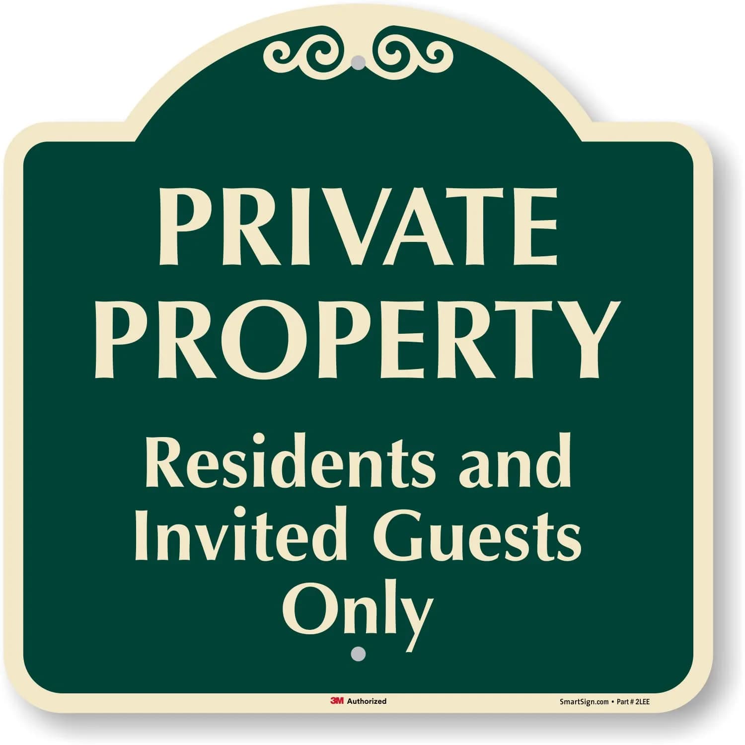 SmartSign 18" x 18" Residents and Invited Guests Designer Sign, Green/Ivory | Reflective Aluminum Sign for Safety & Privacy - main product image