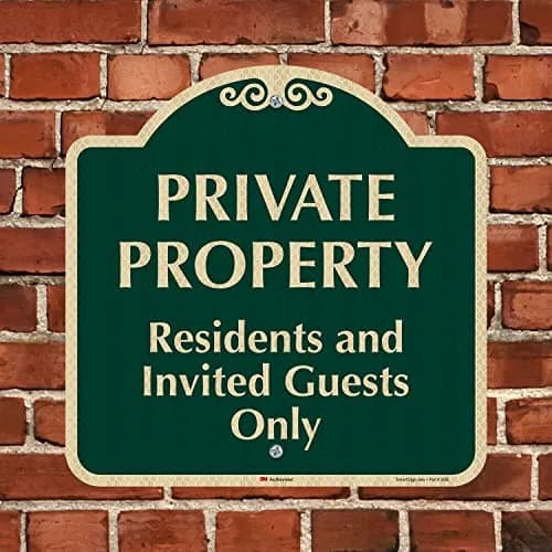SmartSign 18" x 18" Residents and Invited Guests Designer Sign, Green/Ivory | Reflective Aluminum Sign for Safety & Privacy thumbnail 5