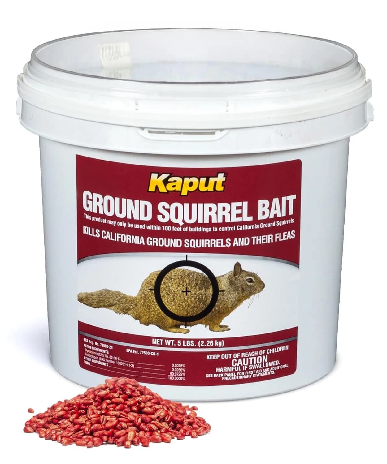Kaput Ground Squirrel Bait - Effective Fleas & Squirrel Killer with Diphacinone & Imidacloprid | Targeted Outdoor Pest Control (5 lbs)