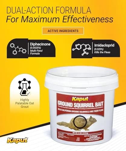 Kaput Ground Squirrel Bait - Effective Fleas & Squirrel Killer with Diphacinone & Imidacloprid | Targeted Outdoor Pest Control (5 lbs) thumbnail 2