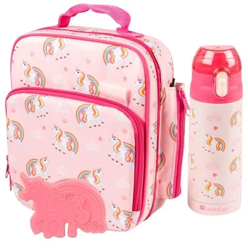 Bentology Unicorn Insulated Lunch Bag Set with Water Bottle & Ice Pack | Kids School Tote 25cm (10 in) thumbnail 1