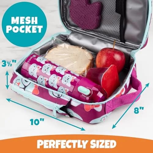 Bentology Kitty Cat Insulated Lunch Bag Set with Water Bottle & Ice Pack - 10 x 8 x 3.5 inches thumbnail 5