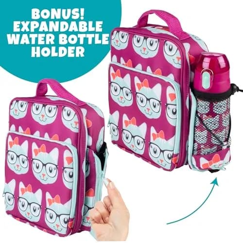 Bentology Kitty Cat Insulated Lunch Bag Set with Water Bottle & Ice Pack - 10 x 8 x 3.5 inches thumbnail 6