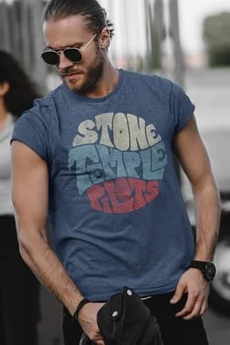 American Classics Stone Temple Pilots Circle Logo T Shirt Navy LG | Unisex 90s Grunge Band Tee thumbnail 3