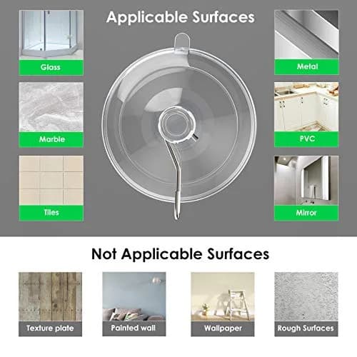 Hangerspace Suction Cup Hooks, 12 Pack | Clear PVC & Stainless Steel, Reusable, Waterproof, 2 Large, 6 Medium, 4 Small thumbnail 7