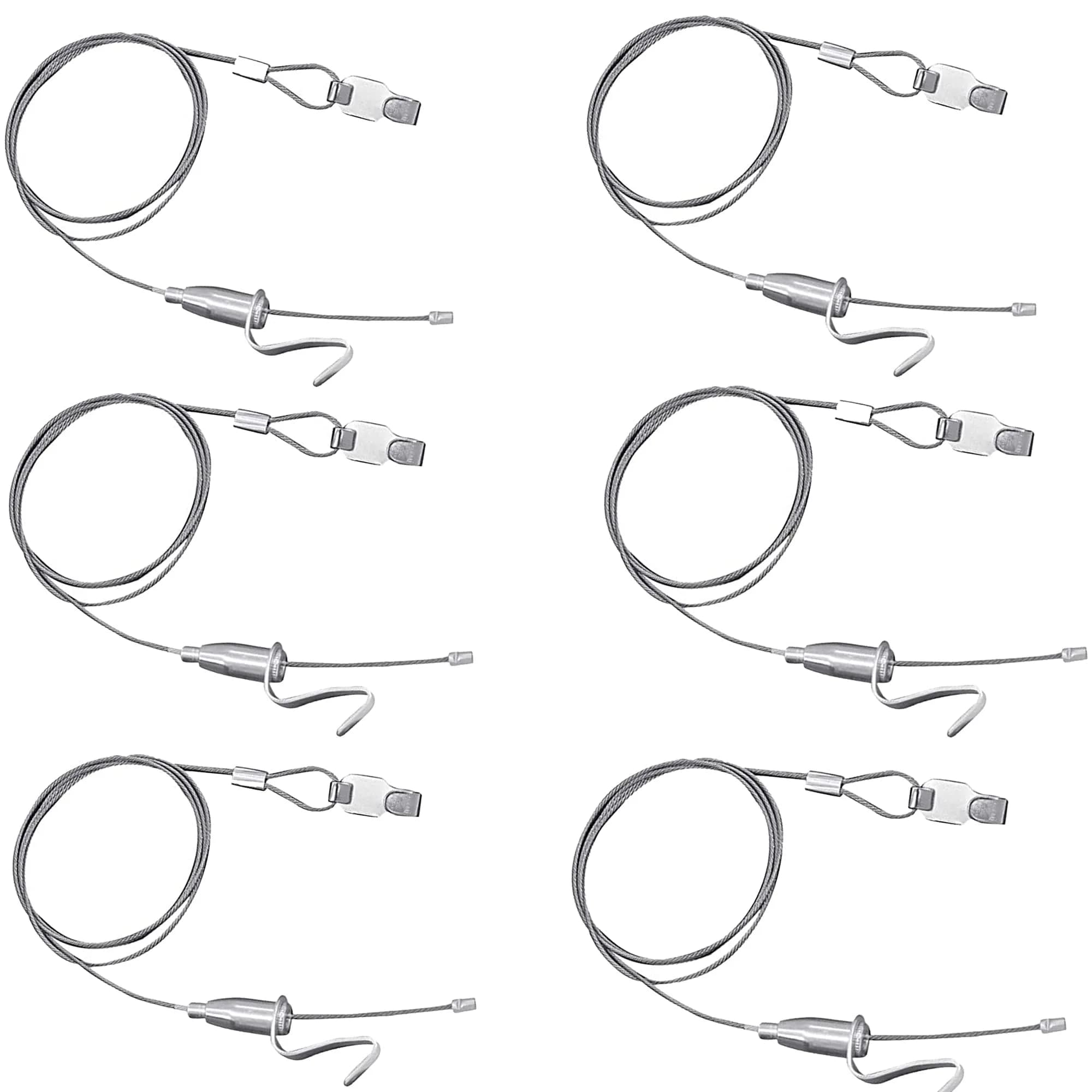 alblinsy 6.56 ft Picture Rail Hanging System | Stainless Steel Cable Wire with Adjustable Photo Hook for Wall Art Display — 6PCS 6.56 ft