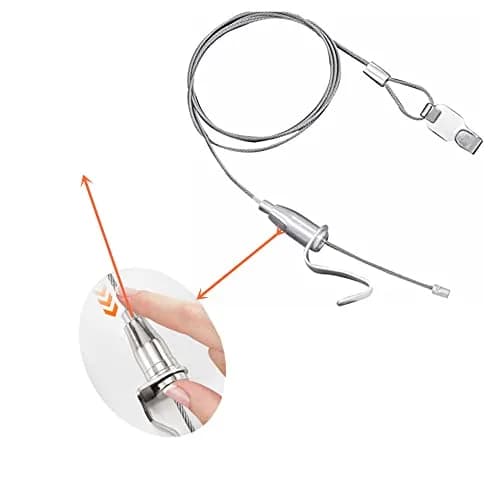 alblinsy 6.56 ft Picture Rail Hanging System | Stainless Steel Cable Wire with Adjustable Photo Hook for Wall Art Display thumbnail 3