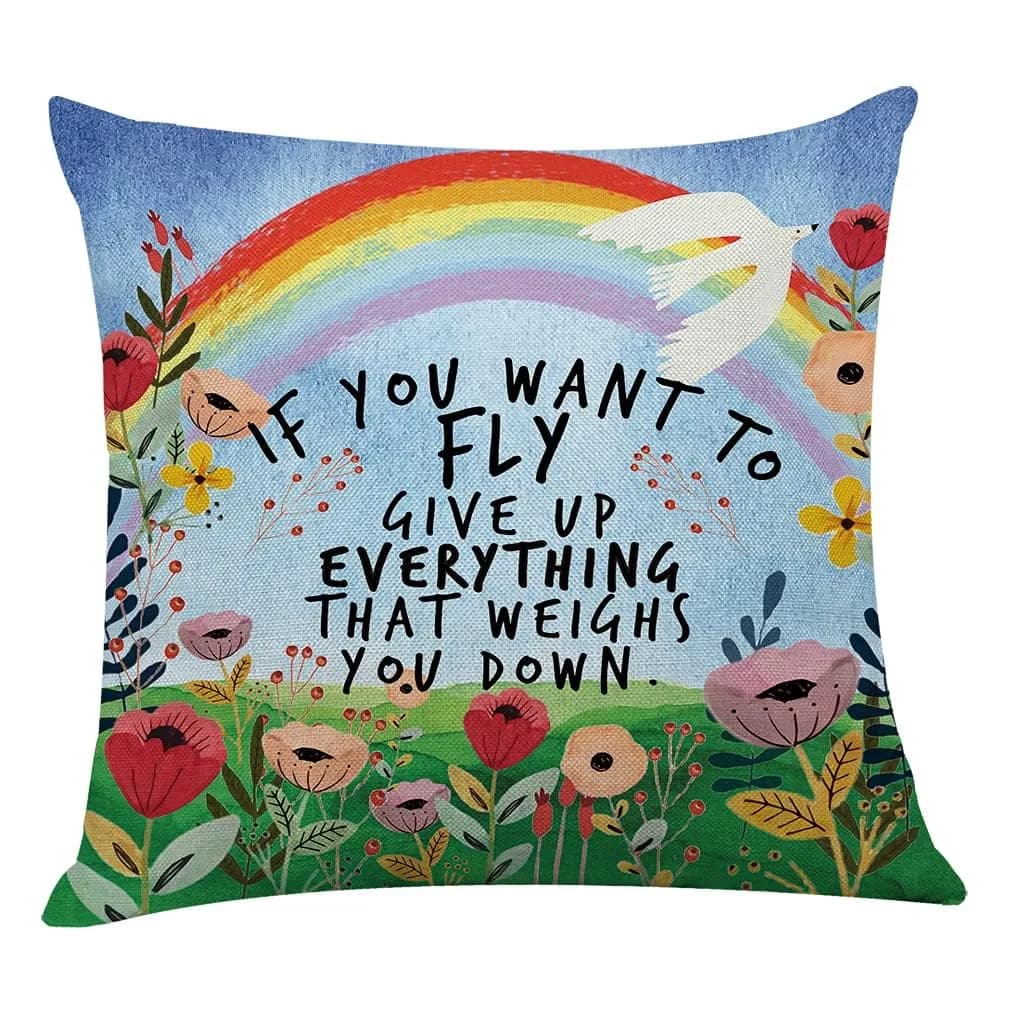 Littlefa Inspiring Gifts Cute Colour Flower Rainbow Throw Pillow Cover | 18" x 18" | Emotional Comfort