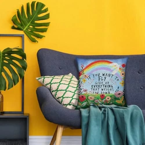 Littlefa Inspiring Gifts Cute Colour Flower Rainbow Throw Pillow Cover | 18" x 18" | Emotional Comfort thumbnail 4