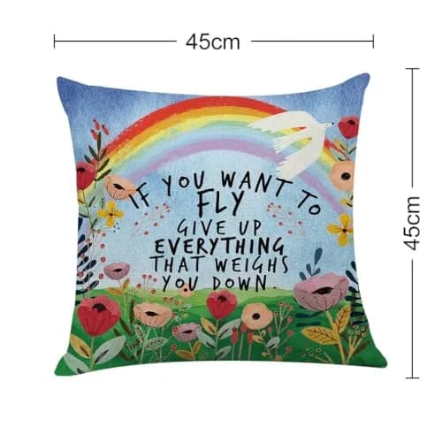 Littlefa Inspiring Gifts Cute Colour Flower Rainbow Throw Pillow Cover | 18" x 18" | Emotional Comfort thumbnail 2
