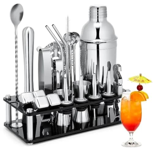 KINGROW 23 Piece Cocktail Shaker Set | Premium Stainless Steel Bar Tool Kit for Home & Party thumbnail 1