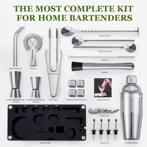 KINGROW 23 Piece Cocktail Shaker Set | Premium Stainless Steel Bar Tool Kit for Home & Party thumbnail 4