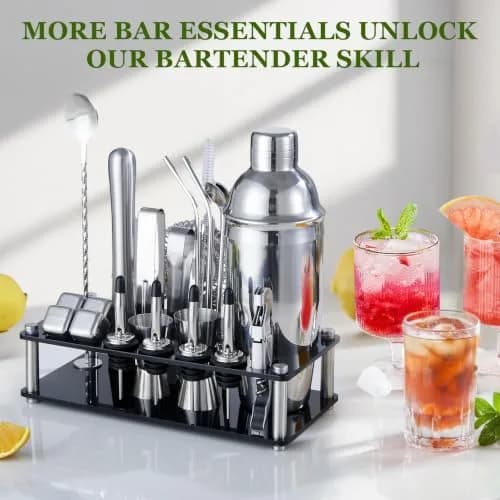 KINGROW 23 Piece Cocktail Shaker Set | Premium Stainless Steel Bar Tool Kit for Home & Party thumbnail 5