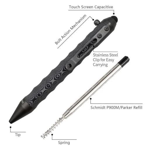 Cool Hand 4.5'' G10 EDC Ballpoint Ink Refillable Bolt Action Tactical Pens | Refillable, Compact & Ergonomic thumbnail 6