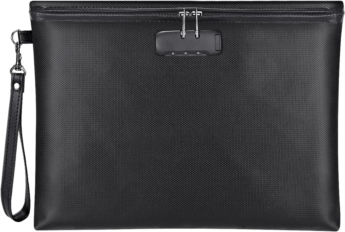 ZOOPIP Fireproof Document Bag with Lock, Waterproof Money Pouch 36.7cm x 25.9cm (14.3"x10.2") | SGS Certified Silicone Coated Fiberglass - main product image