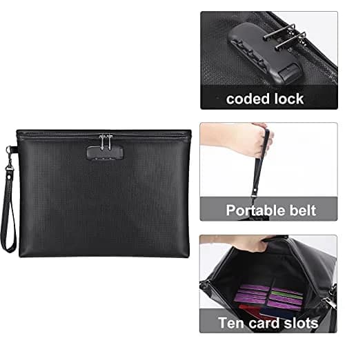 ZOOPIP Fireproof Document Bag with Lock, Waterproof Money Pouch 36.7cm x 25.9cm (14.3"x10.2") | SGS Certified Silicone Coated Fiberglass thumbnail 4