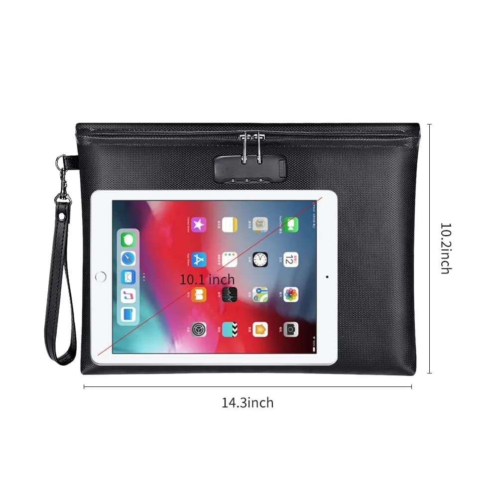 ZOOPIP Fireproof Document Bag with Lock, Waterproof Money Pouch 36.7cm x 25.9cm (14.3"x10.2") | SGS Certified Silicone Coated Fiberglass - view 6