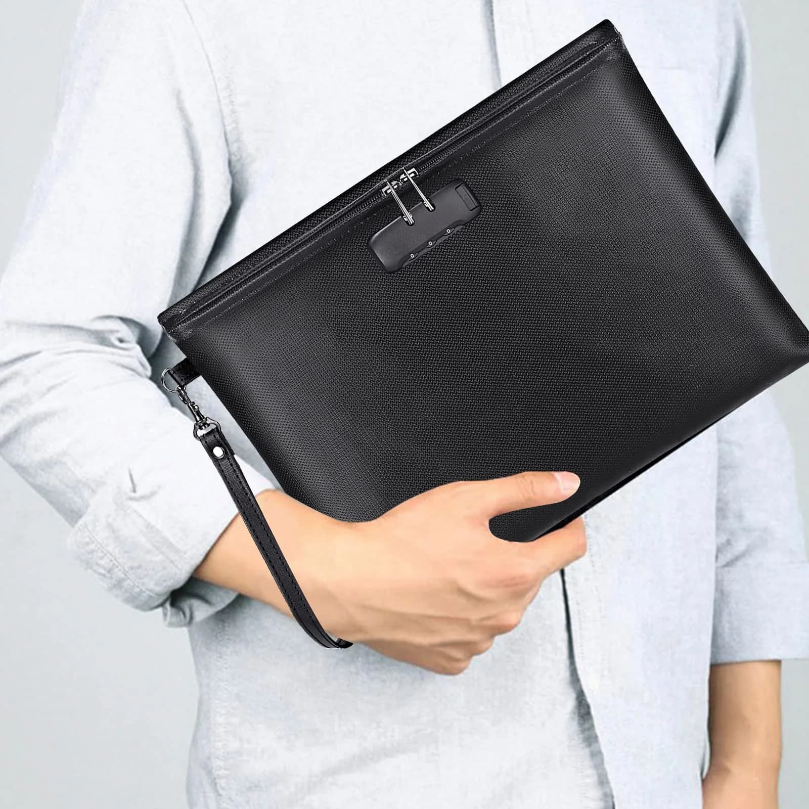 ZOOPIP Fireproof Document Bag with Lock, Waterproof Money Pouch 36.7cm x 25.9cm (14.3"x10.2") | SGS Certified Silicone Coated Fiberglass - view 2