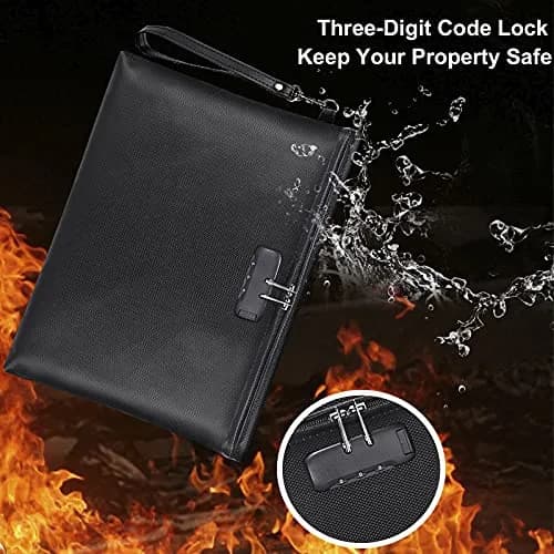 ZOOPIP Fireproof Document Bag with Lock, Waterproof Money Pouch 36.7cm x 25.9cm (14.3"x10.2") | SGS Certified Silicone Coated Fiberglass thumbnail 3