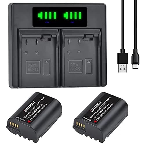 Batmax DMW-BLK22 Battery 2280mAh (7.2V) & Dual USB Charger Set | CE Certified for Panasonic Lumix DC-S5, GH6, GH5 II thumbnail 8