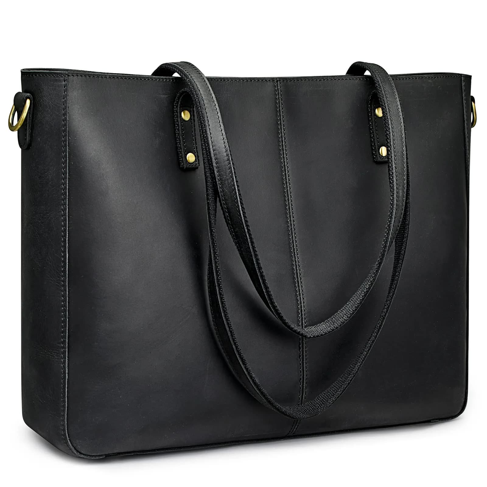 S-ZONE Genuine Leather Shoulder Tote Bag for Women Large Handbag Work Purse | Vintage Cowhide, Detachable Pouch