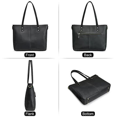S-ZONE Genuine Leather Shoulder Tote Bag for Women Large Handbag Work Purse | Vintage Cowhide, Detachable Pouch thumbnail 6