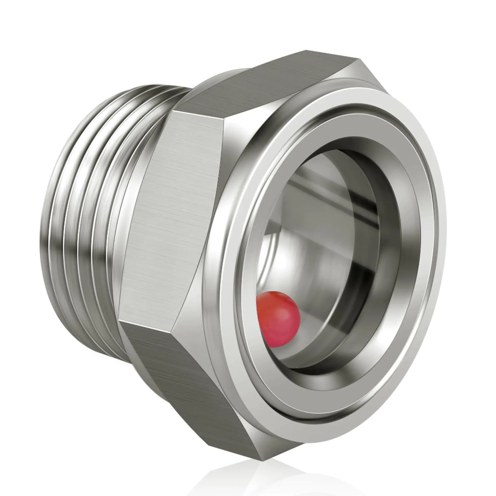 Boltigen 3/4" NPT Male Hex Head Stainless Steel Oil Sight Glass Liquid Level Gauge | 800 PSI Pressure Rated